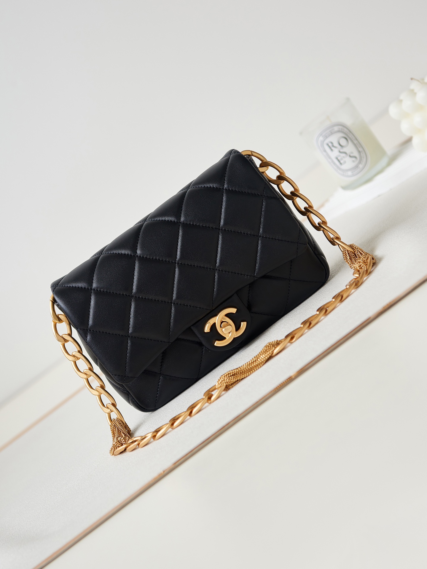 Bagsaaa Ch**el Small Flap Bag Black Lambskin AS4231 - 17 × 21 × 6 cm