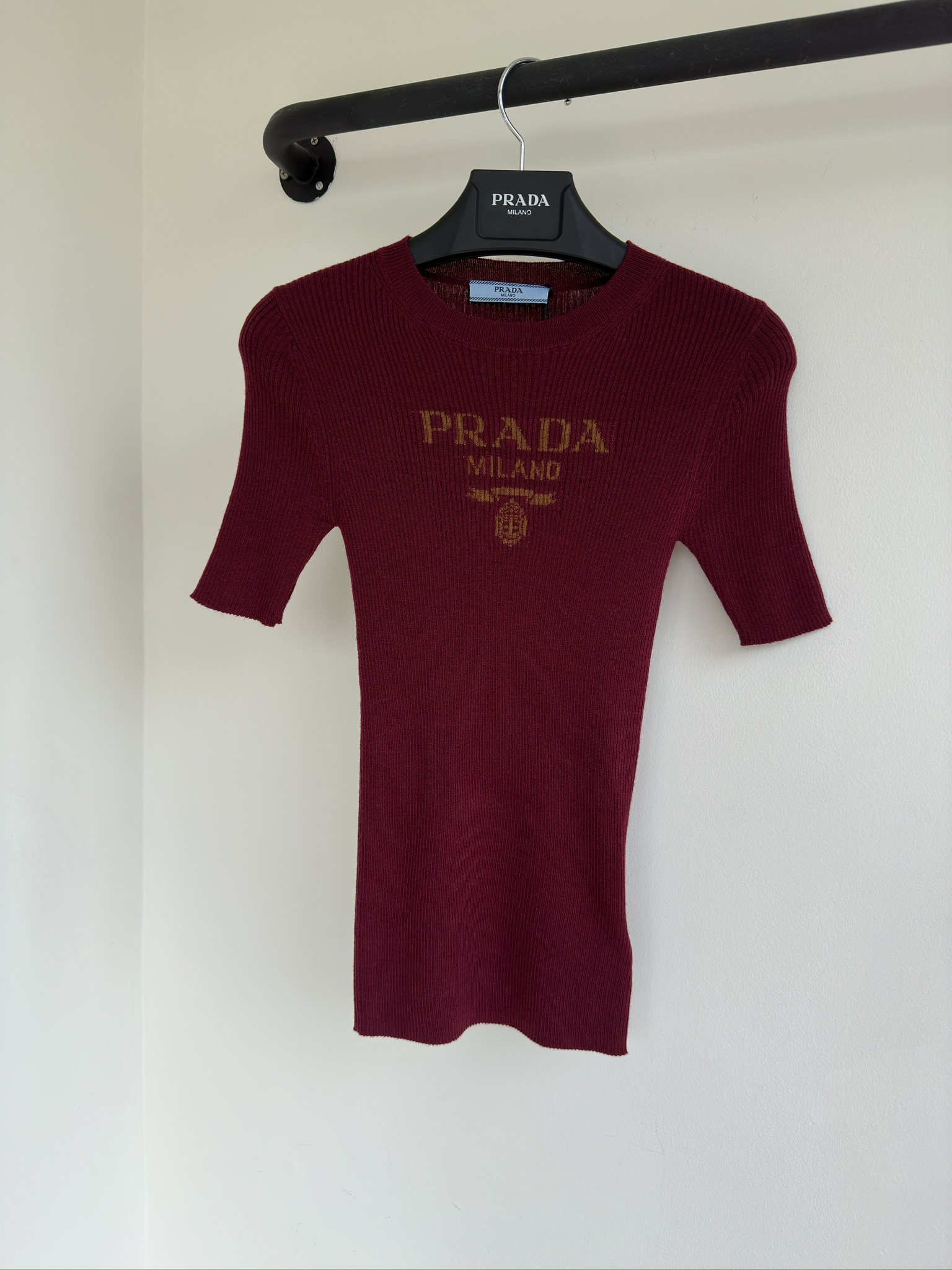 Bagsaaa Pra*a Silk Crew-neck Sweater With Logo Red