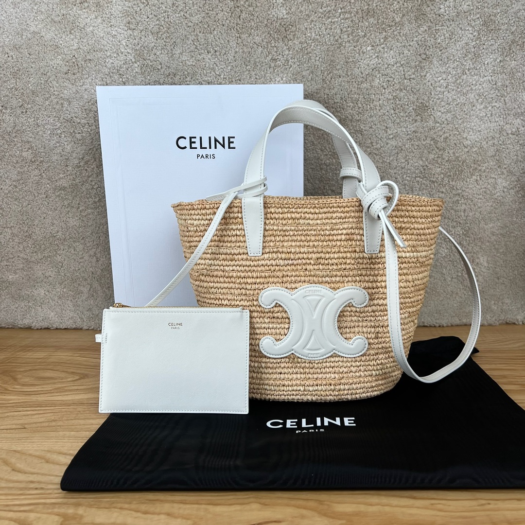 Bagsaaa Teen S*pple Classic Panier In Raffia and calfskin white - 21.5 x 22 x 13 CM
