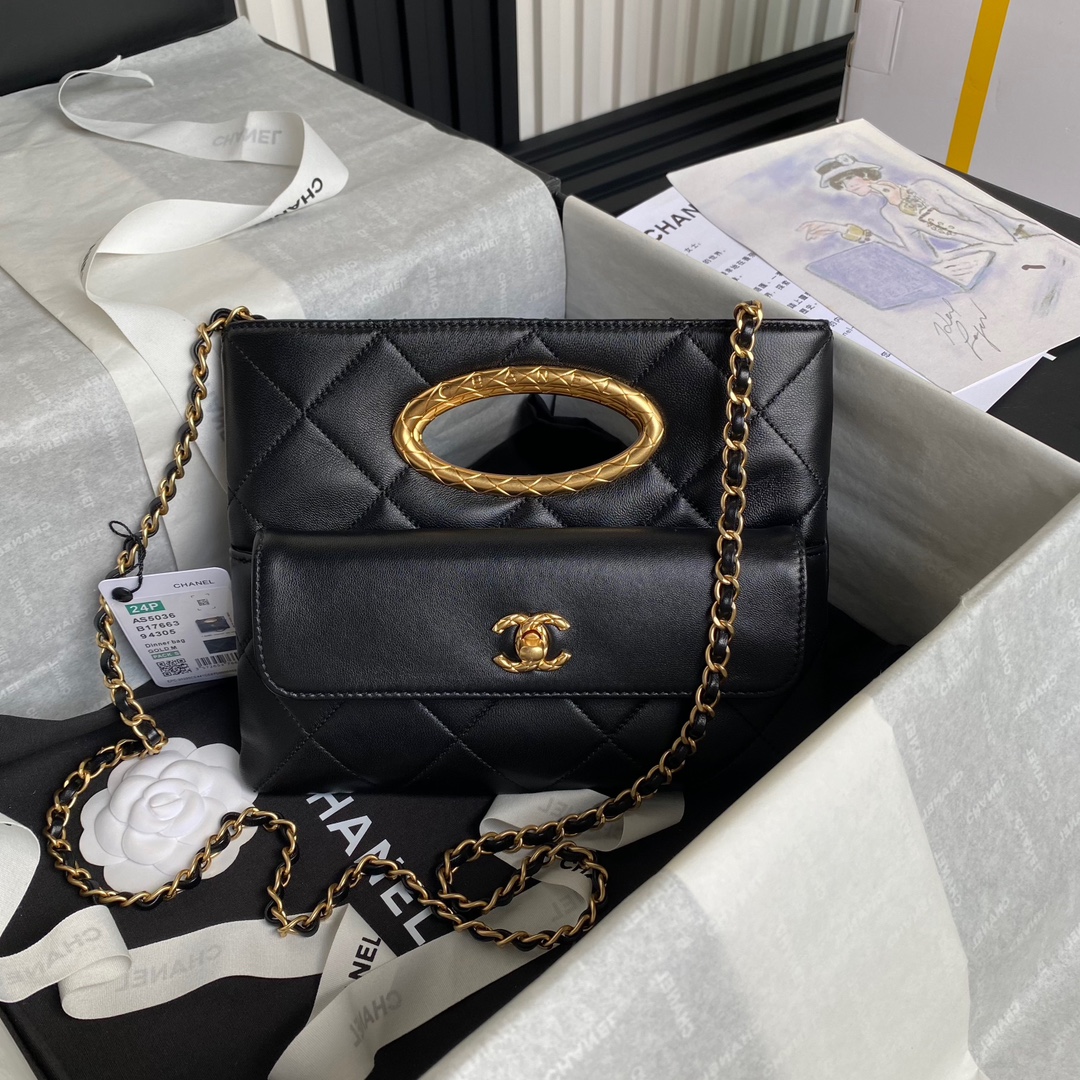 Bagsaaa Ch**el Clutch AS5038 Black - 19 × 25 × 3 cm