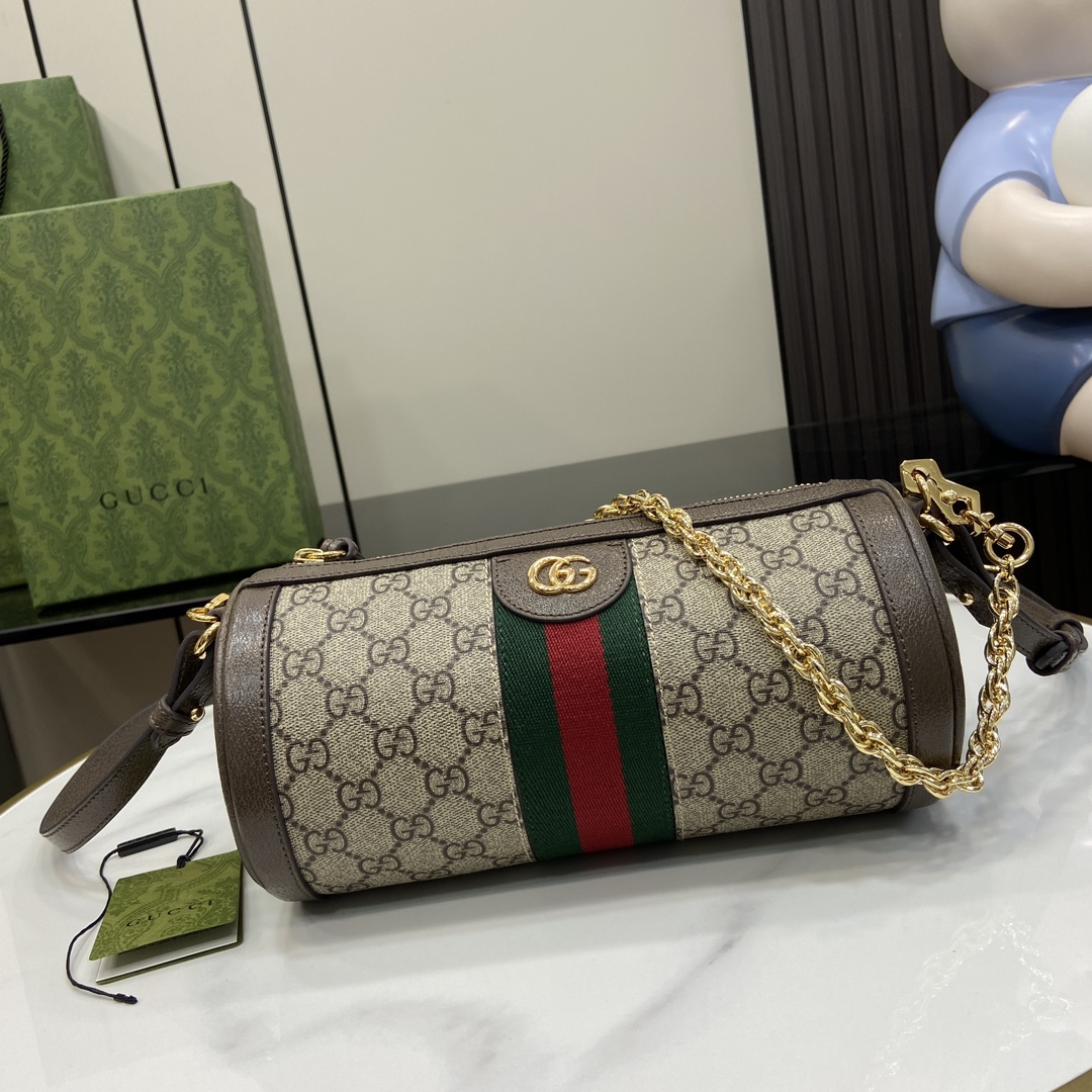 Bagsaaa Gvc*1 Ophidia small shoulder bag‎ 795194 beige & ebony - 24x12x12cm
