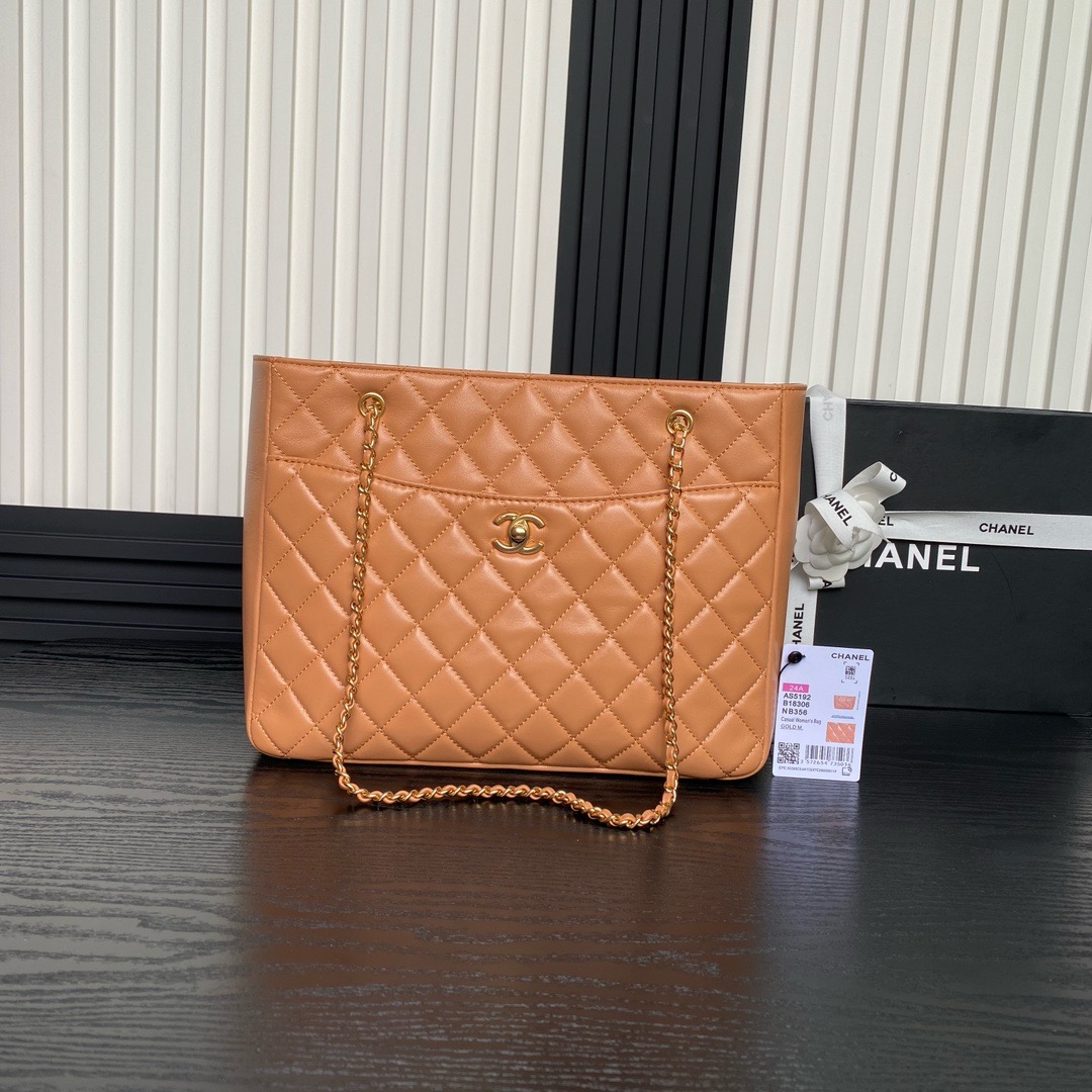 Bagsaaa Ch**el Small Shopping Bag Camel AS5192 - 24×32×12cm