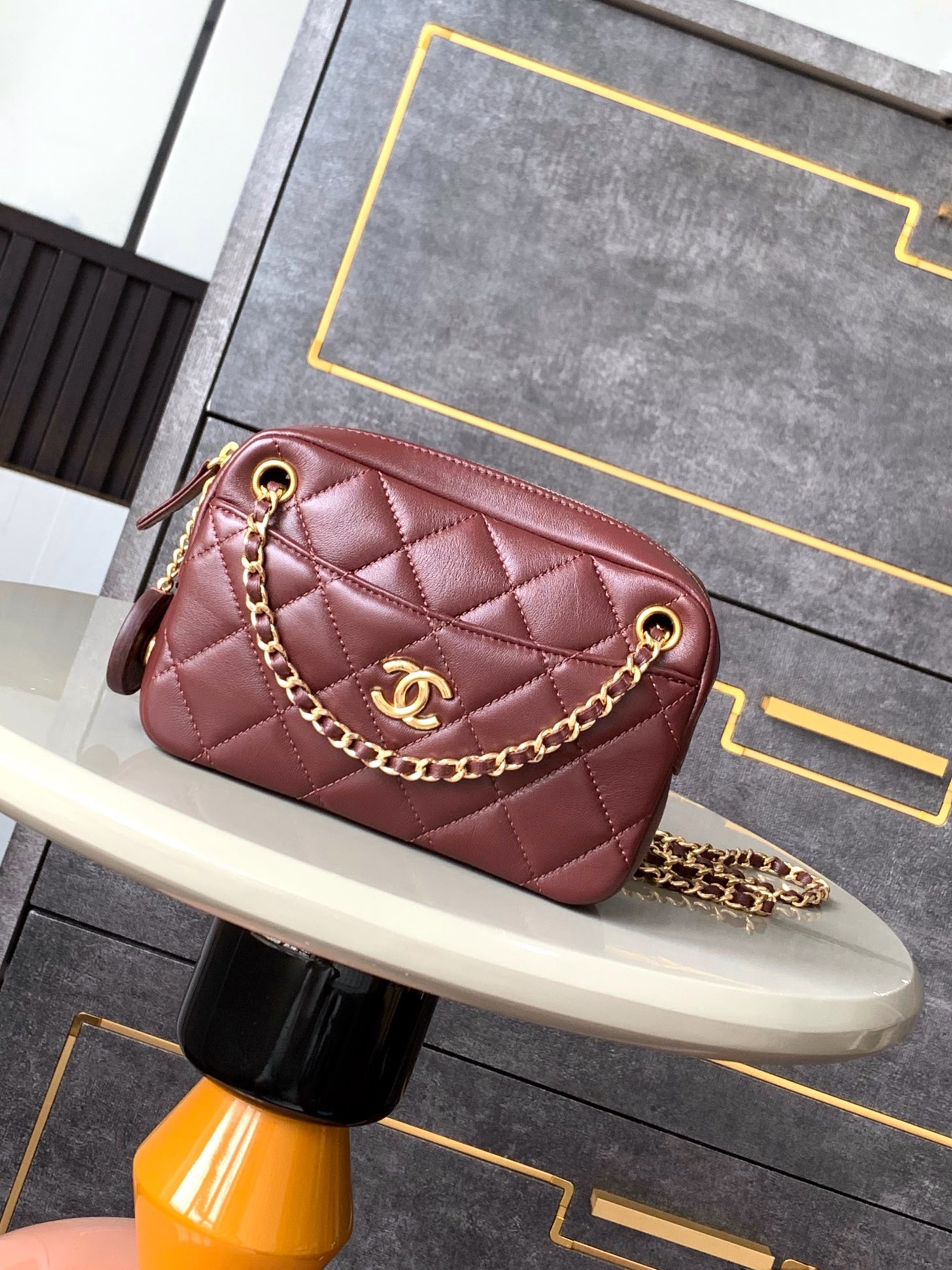 Bagsaaa Ch**el Mini Camera Case AS5190 Dark Red - 12 x 18 x 7cm