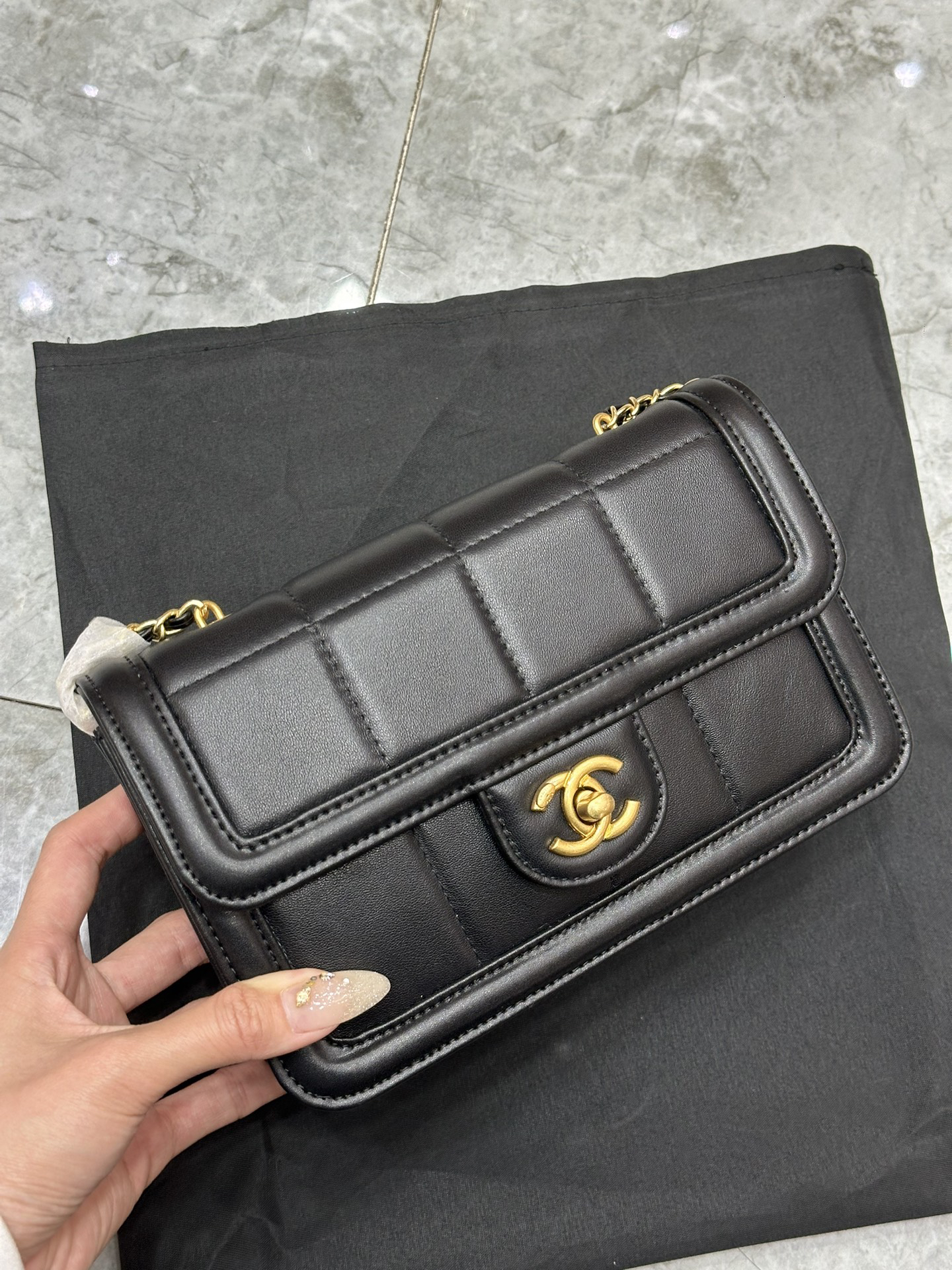 Bagsaaa Ch**el AS5249 Mini Flap Bag Black - 19.5cm