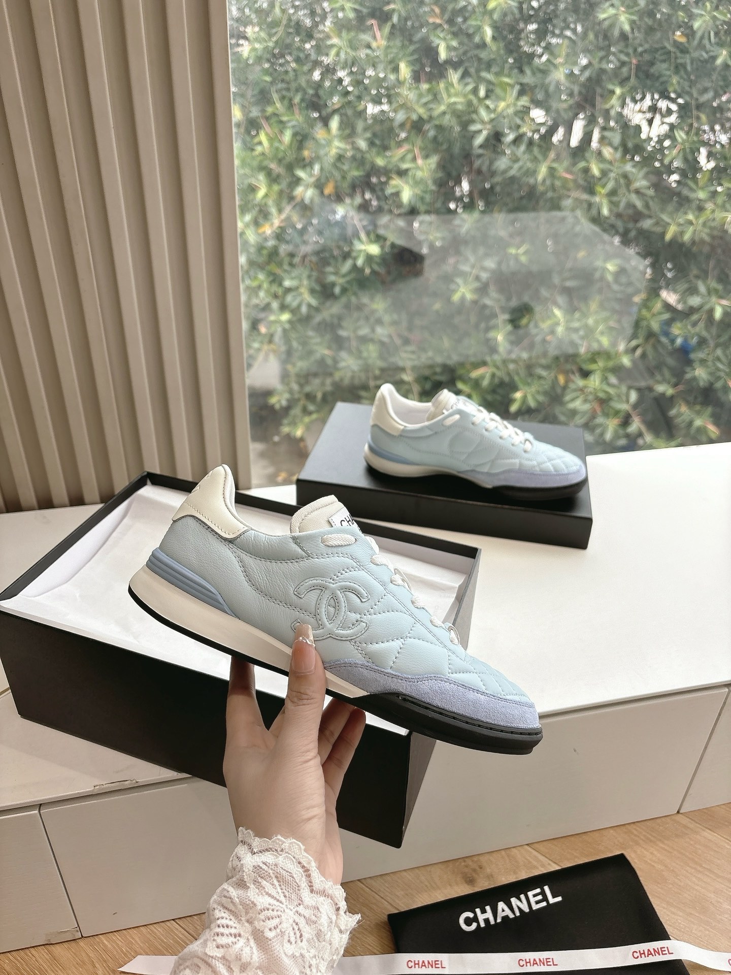 Bagsaaa Ch**el Trainers G45839 Light Blue