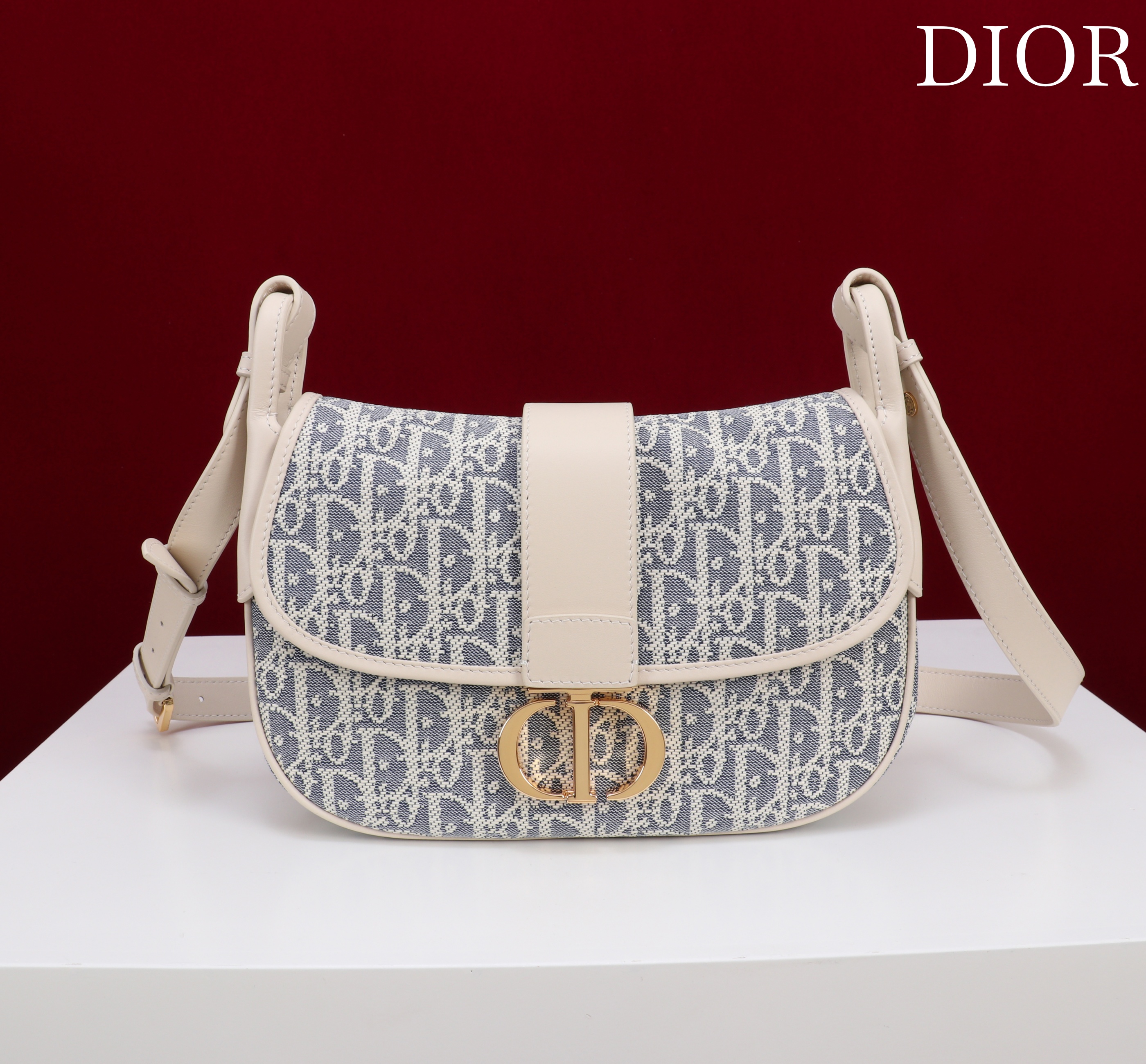 Bagsaaa D10r Medium 30 Montaigne Satchel Bag Blue D10r Oblique with Raffia - 24cm