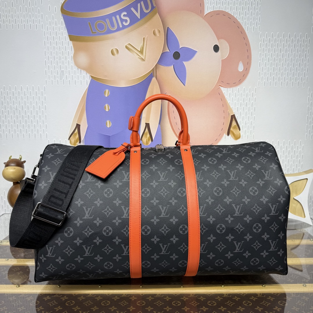 Bagsaaa LV M15253 Keepall Bandoulière 55 Black & Orange - 55cm