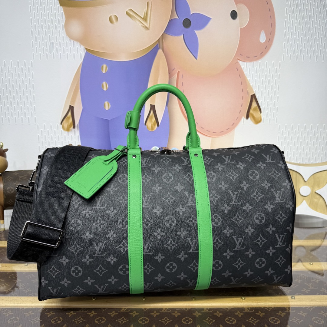 Bagsaaa LV M26434 Keepall Bandoulière 50 Black & Green - 50cm