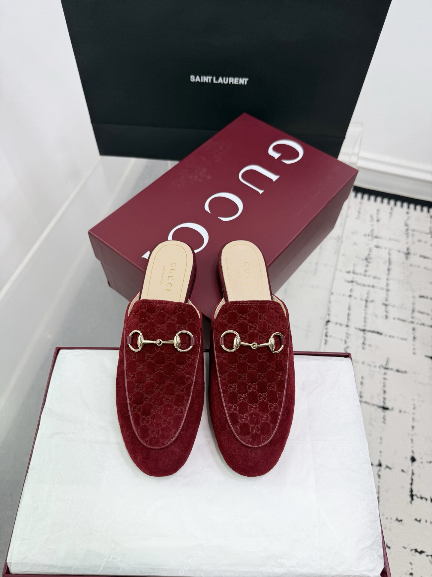 Bagsaaa Gvc*1 Women's Princetown slipper 802163 red GG velvet