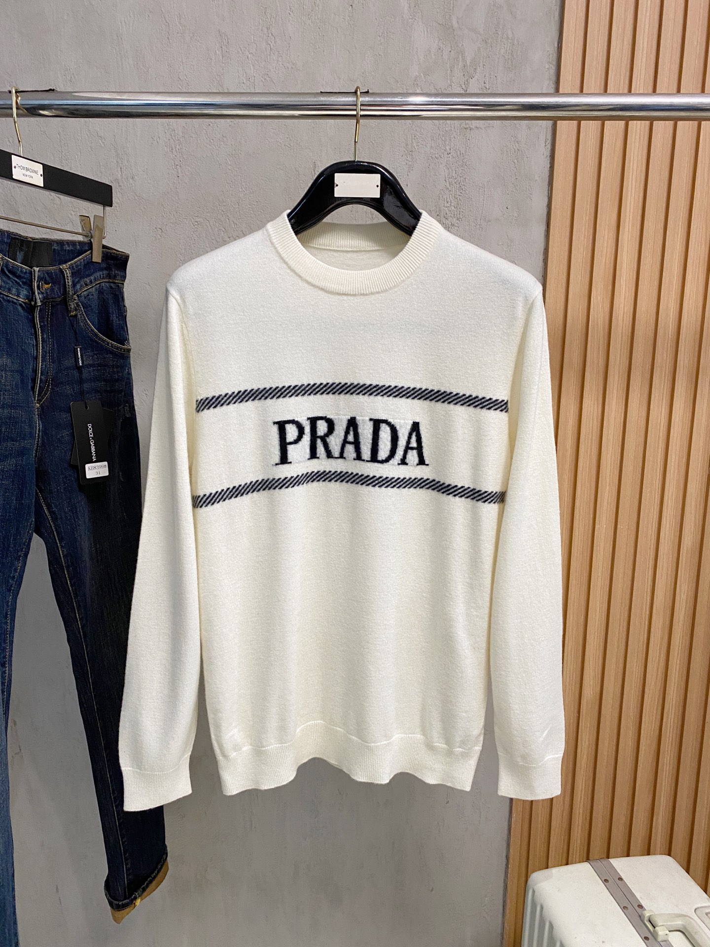 Bagsaaa Pra*a wool and cashmere crew-neck sweater white