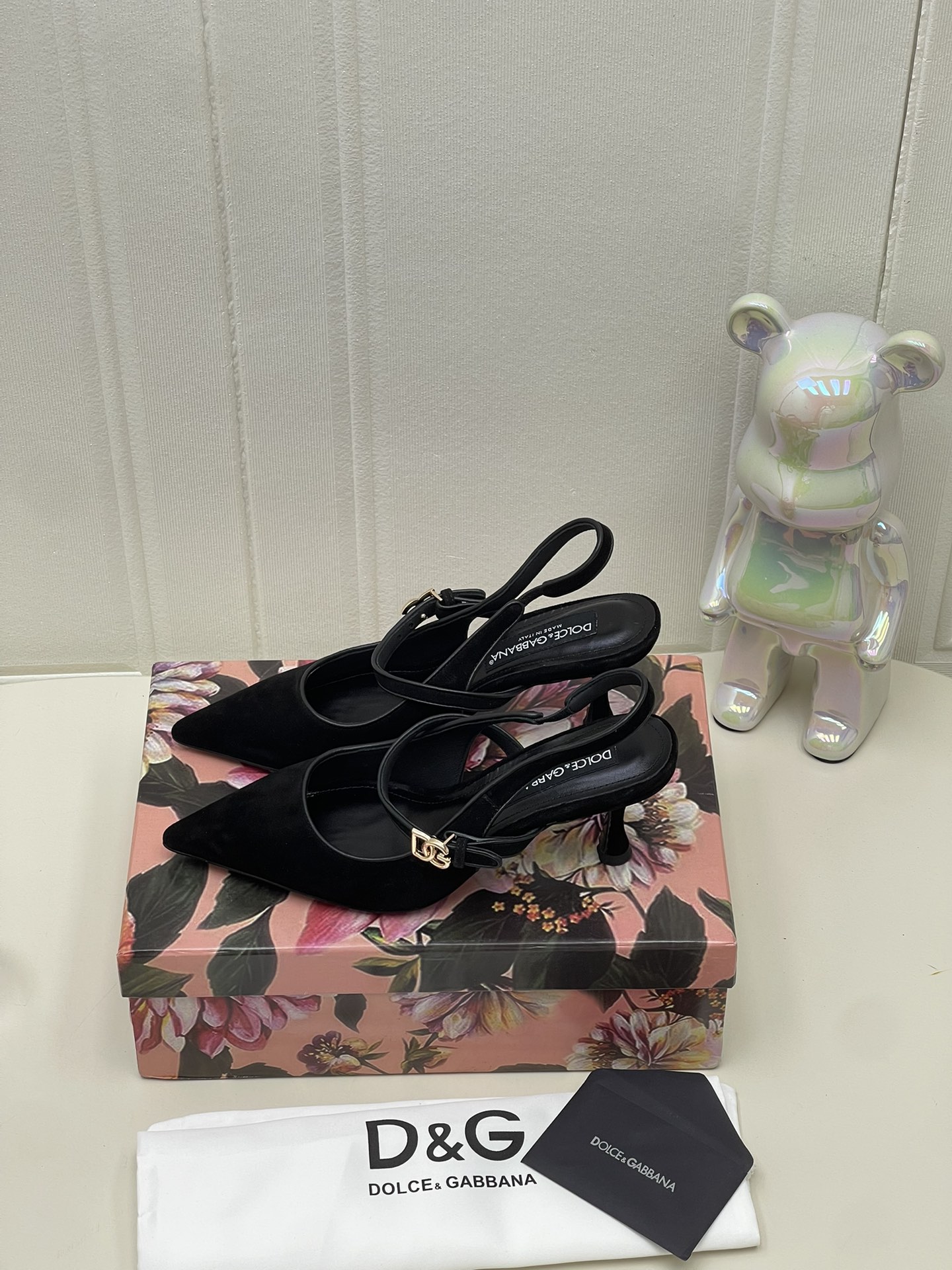 Bagsaaa Dolce & Gabbana point-toe slingback pumps black suede 6.5cm