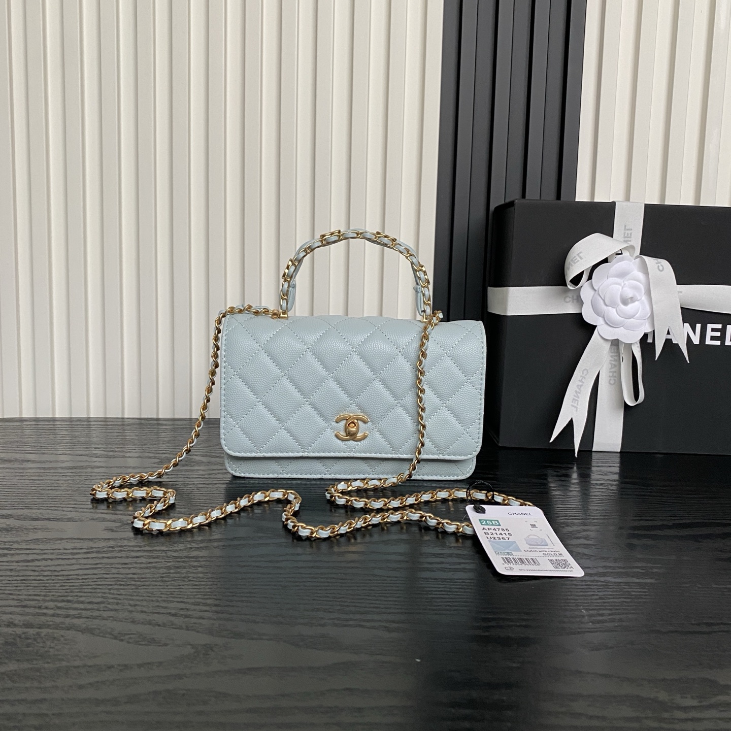 Bagsaaa Ch**el Wallet On Chain AP4785 Light Blue - 19.2cm