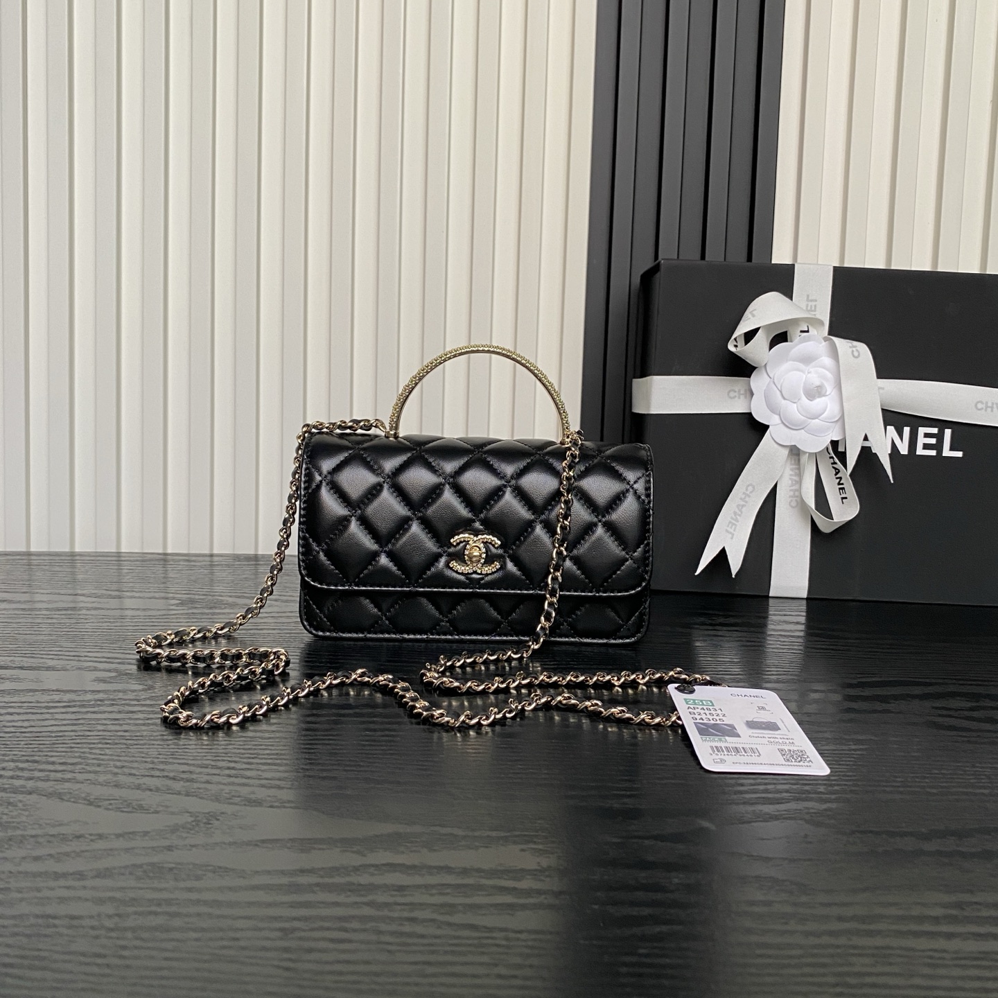 Bagsaaa Ch**el Clutch with chain AP4831 Black - 18.5cm
