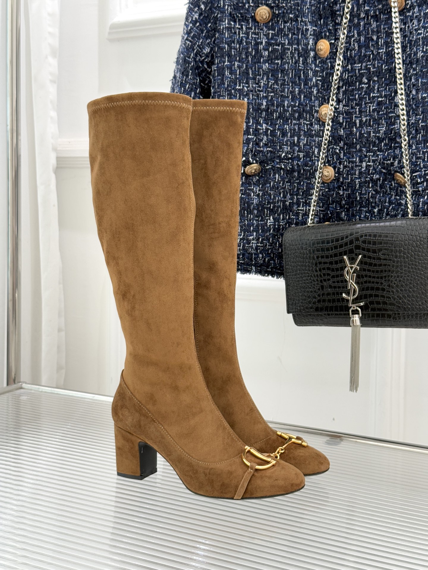 Bagsaaa Gvc*1 Women's boot with half Horsebit 851420 brown suede