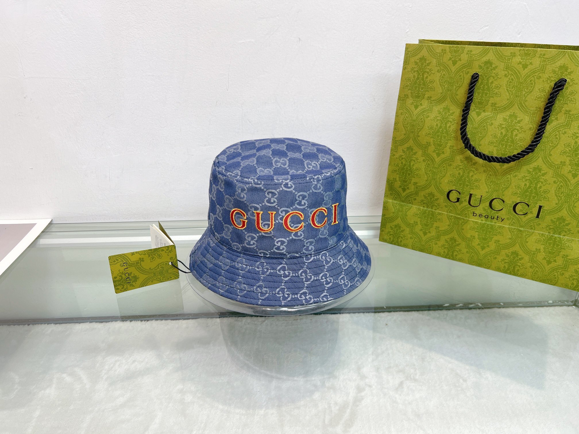 Bagsaaa Gvc*1 GG canvas bucket hat in blue denim