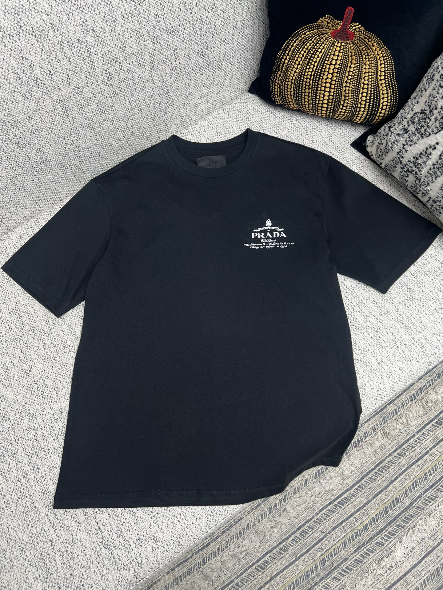 Bagsaaa Pra*a Logo Oversized Cotton Jersey T-shirt black