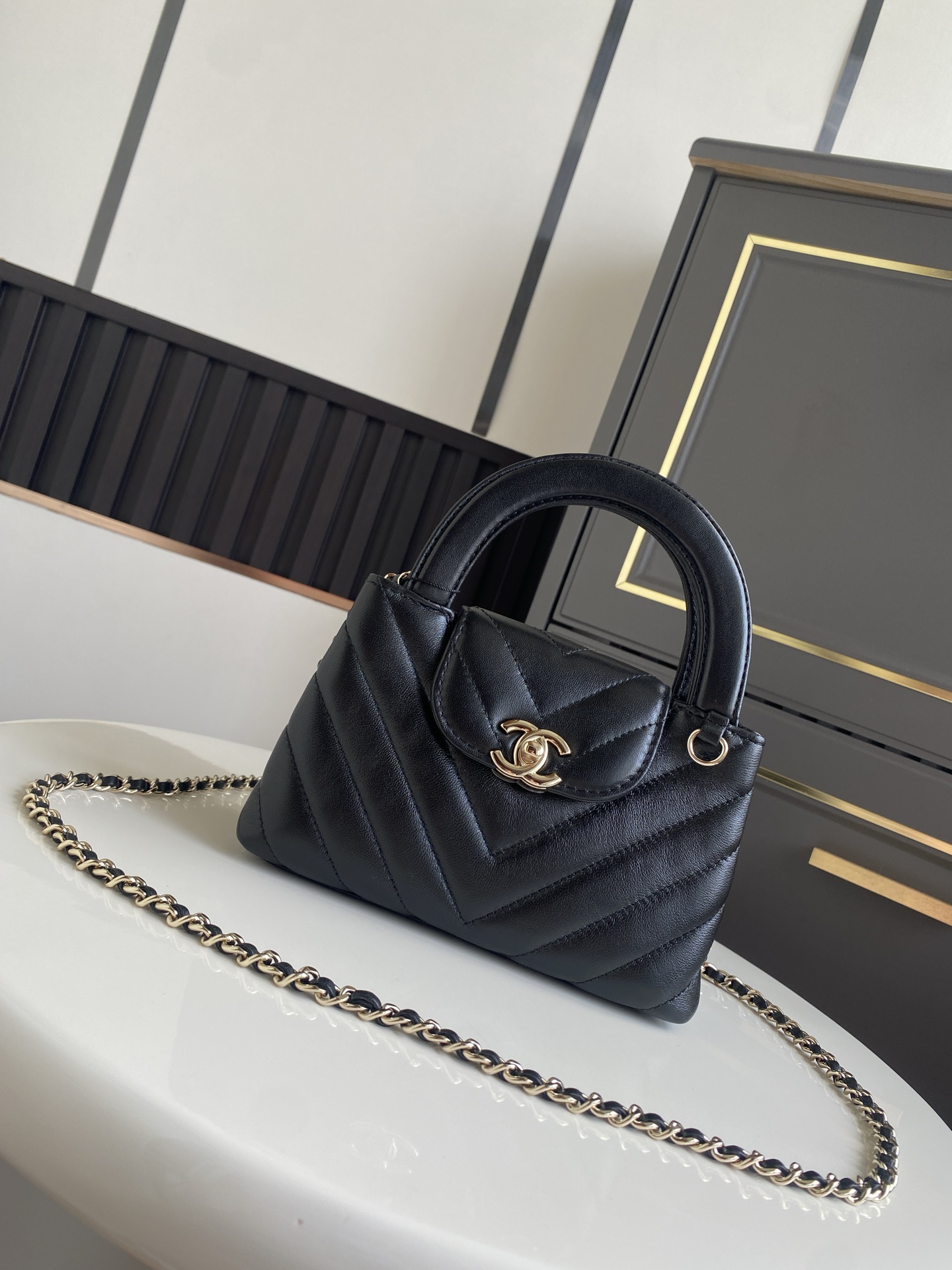 Bagsaaa Ch**el Spring Summer 2026 Mini Shopping Bag AS4416 Black - 19cm